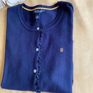 Tommy Hilfiger ruffle button down cardigan sweater
